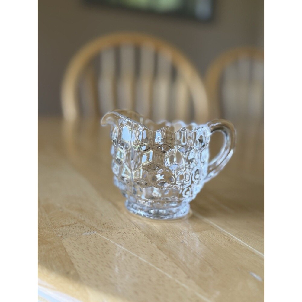 Vintage Fostoria American Cube Crystal Large Creamer Only 4”Tall Clear Glass